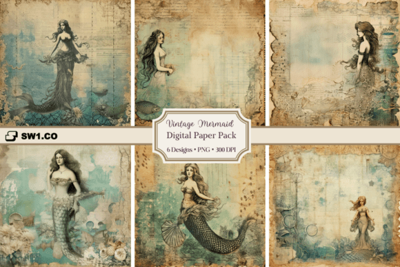 Download Vintage Mermaid Backgrounds PNG - Backgrounds Collection
