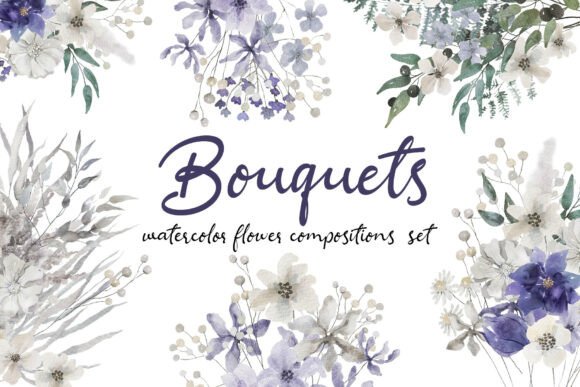 Download Ivory &amp; Violet Flower Bouquets Art Set - Violet Collection