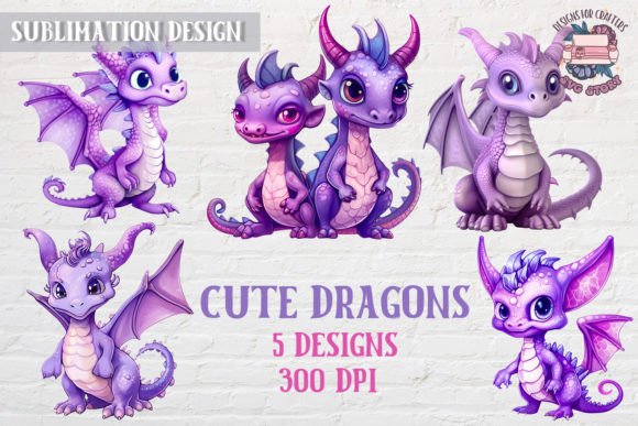 Download Cute Violet Dragons Sublimation Design - Violet Collection