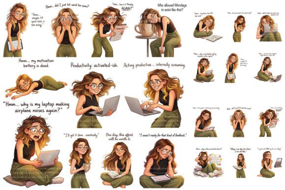 Download Tired Girl Productivity Humor Clipart - Productivity Collection