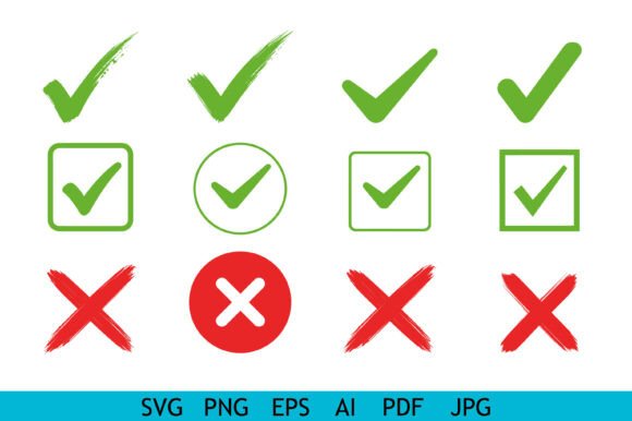 Download Check Mark X Mark Green Red Bundle SVG - Check Collection